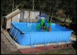 portable swimming pool with blue fresh water 